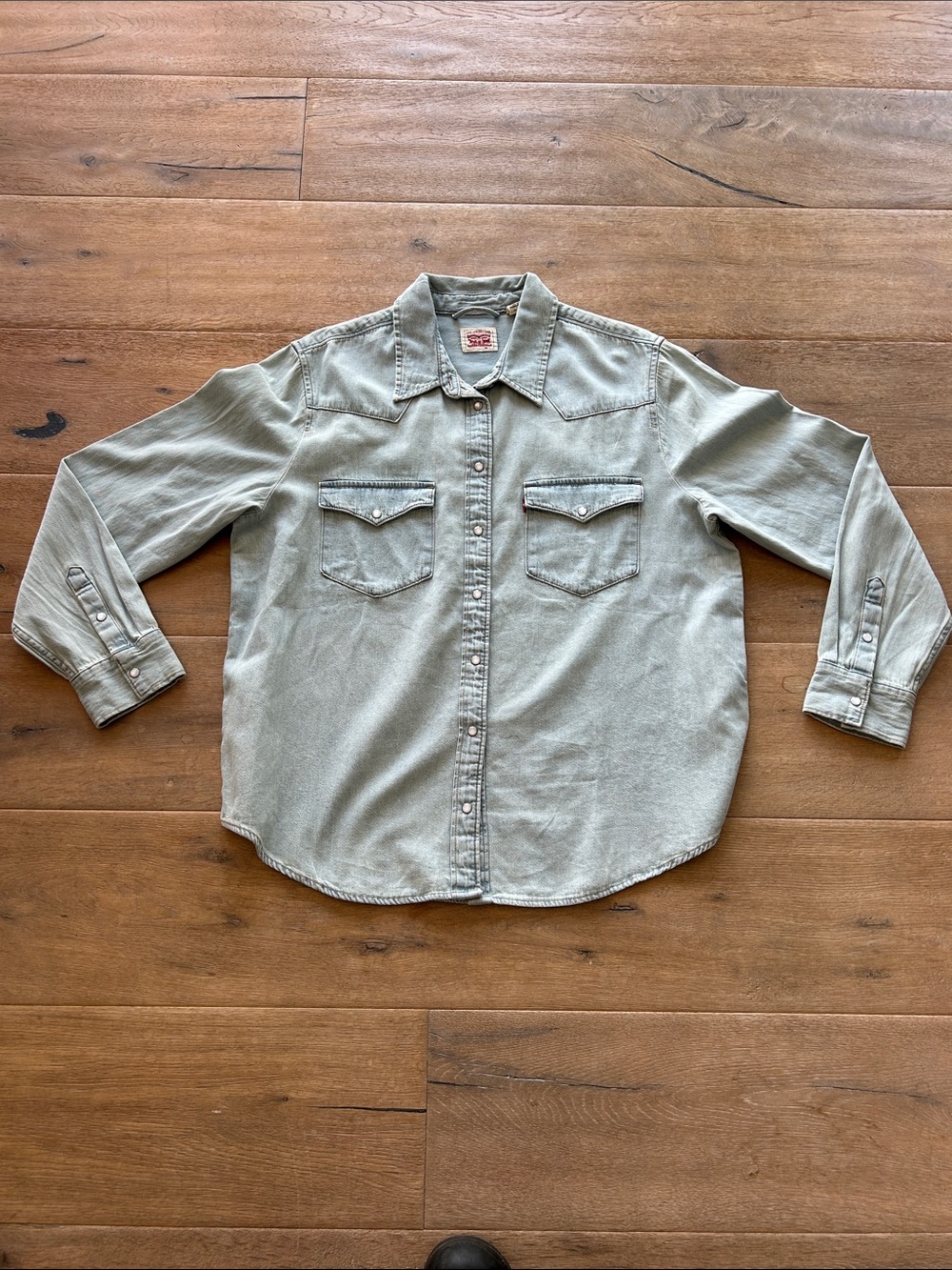Levi's Light Sage Green Button-Up Western Shirt